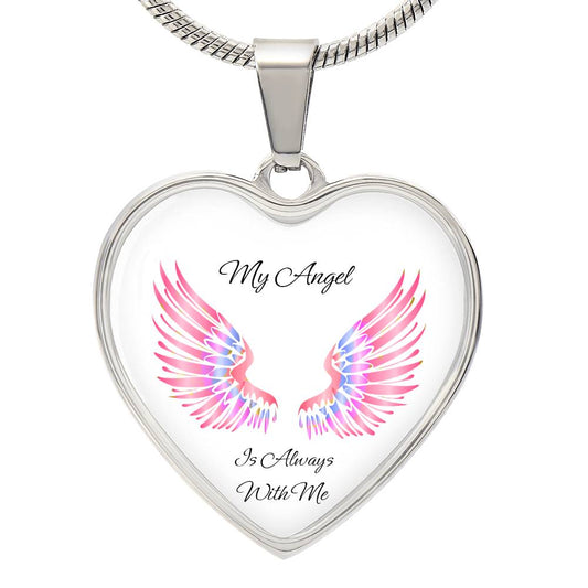 Luxury Heart pendant Necklace My Angel is always with Me.