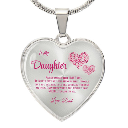 To my Daughter, love Dad Luxury heart pendant Necklace