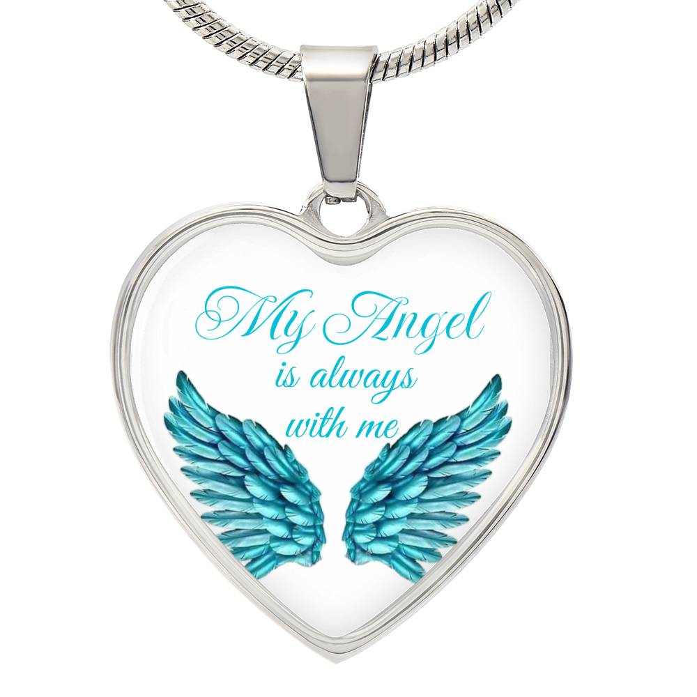 Luxury Heart pendant Necklace My Angel is always with me.