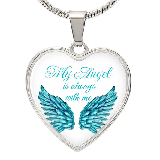 Luxury Heart pendant Necklace My Angel is always with me.