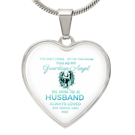 Luxury Heart pendant Necklace My Guardian Angel Husband.