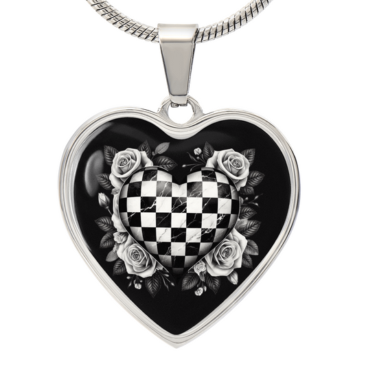 Rose Heart Luxe Necklace in Black & White