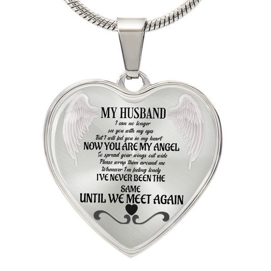 In Loving Memory of My Husband – Until We Meet Again Necklace – Memorial Heart Jewelry – Grief and Loss Gift for Her, personalized