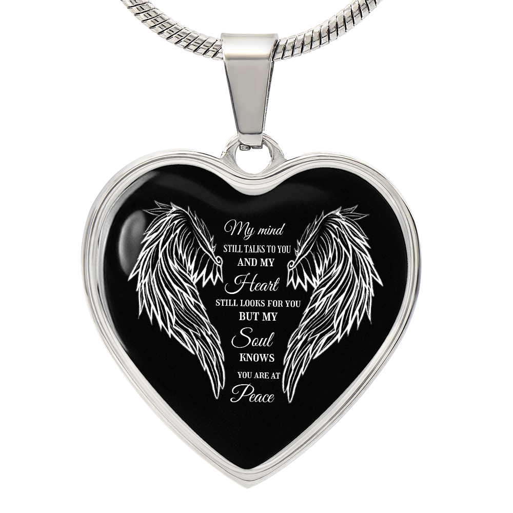 Luxury Graphic Heart Necklace Angel Wings You are at Peace