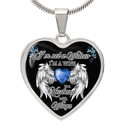 Wife to a Husband with Wings Memorial Necklace – Luxury Heart Pendant – Sympathy Gift for Loss of Husband – Remembrance Jewelry for Her