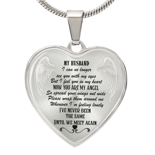 In Loving Memory of My Husband – Until We Meet Again Necklace – Memorial Heart Jewelry – Grief and Loss Gift for Her, personalized