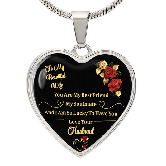 Luxury Graphic Heart Necklace to My Wife You Are My Best Friend I Always Love You Heart Pendant Necklace to Wife Anniversary Birthday Gift From Husband