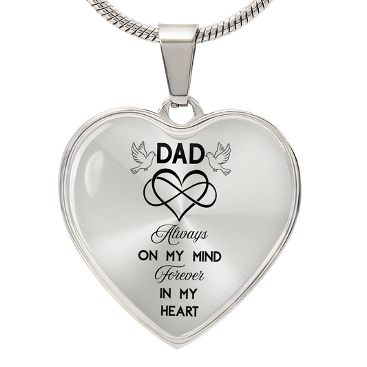 Luxury Graphic Heart Necklace, Dad Memorial Necklace – Sympathy Jewelry for Loss of Father
