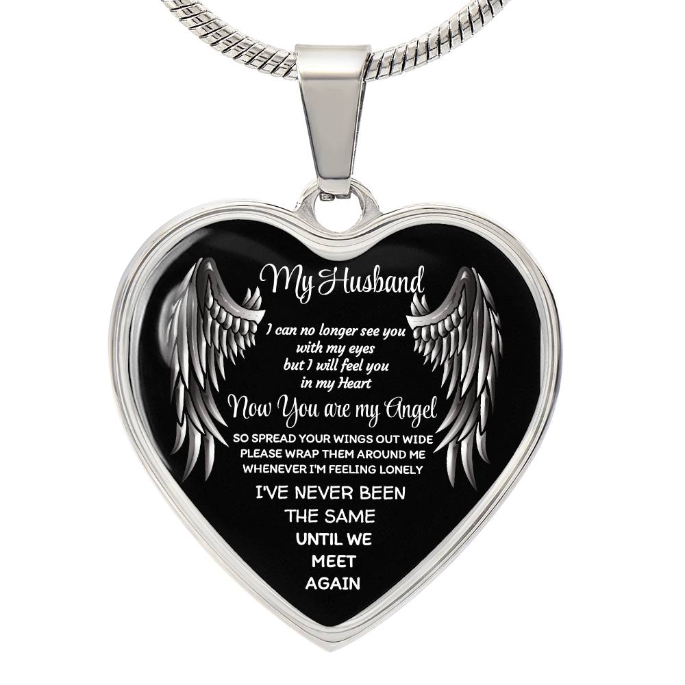 Luxury Heart pendant Necklace My Husband now you are my Angel