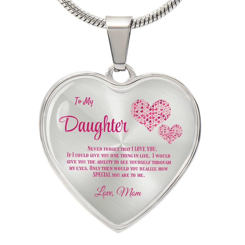 To my Daughter,  love Mom Luxury heart pendant Necklace