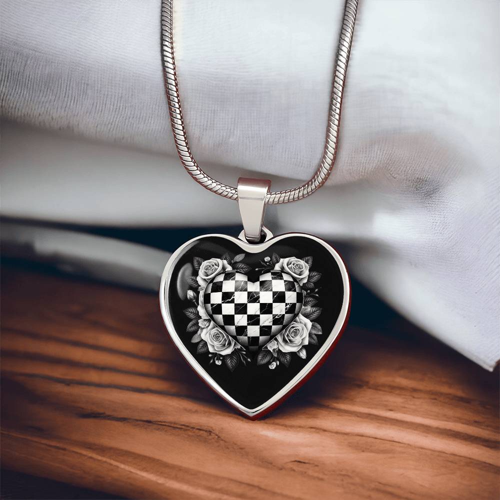 Rose Heart Luxe Necklace in Black & White