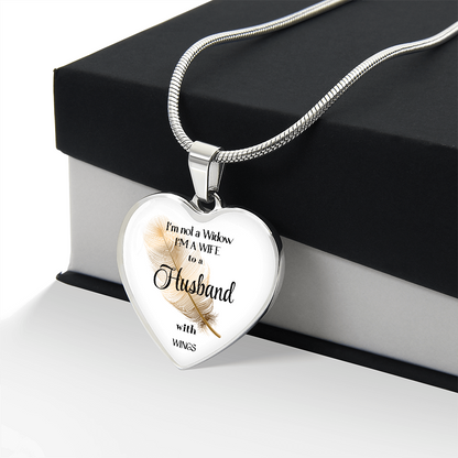 In Loving Memory Husband Necklace – Angel Wings Heart Tribute Jewelry | Elegant Memorial & Sympathy Gift