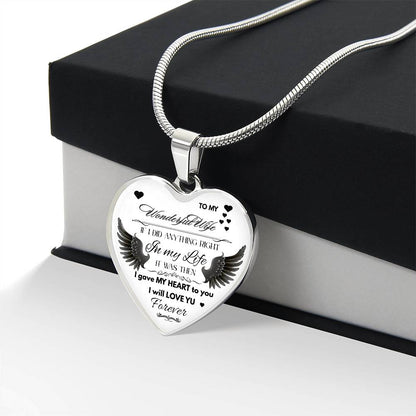 Angel Wings Necklace – To My Wonderful Wife Love Gift, Sentimental Jewelry for Wife's Birthday, Anniversary, or Just Because