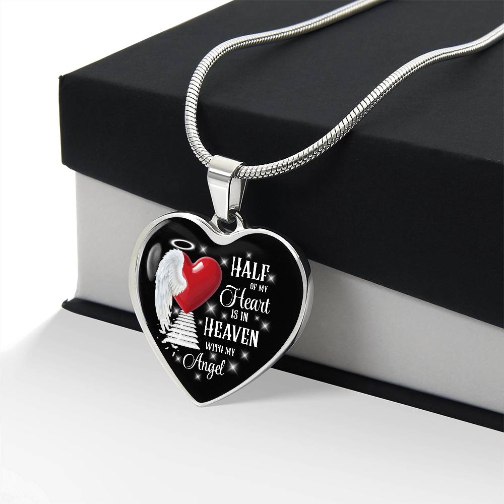 Half of My Heart Is in Heaven – Angel Memorial Heart Necklace by ShineOn Fulfillment