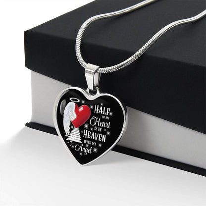 Half of My Heart Is in Heaven – Angel Memorial Heart Necklace by ShineOn Fulfillment