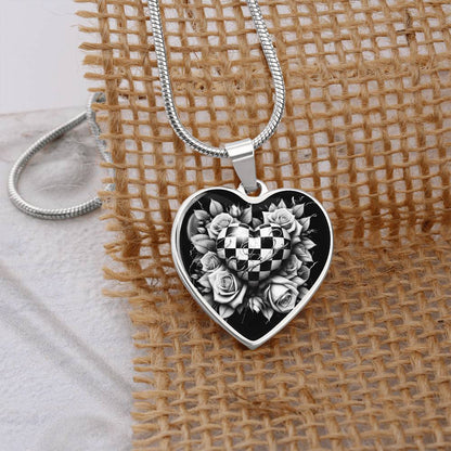 Rose Heart Elegance Necklace - Black & White Charm