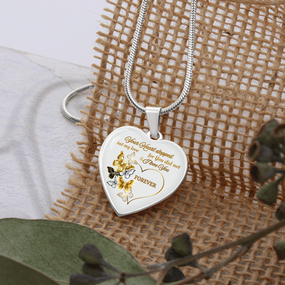 Butterfly Memorial Necklace – Sympathy Gift, Your Heart Stopped but My Love Did Not