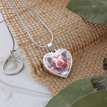 Luxury Heart Necklace Memorial Jewelry – Forever Loved Graphic Pendant Gift for Women Loved One Keepsake