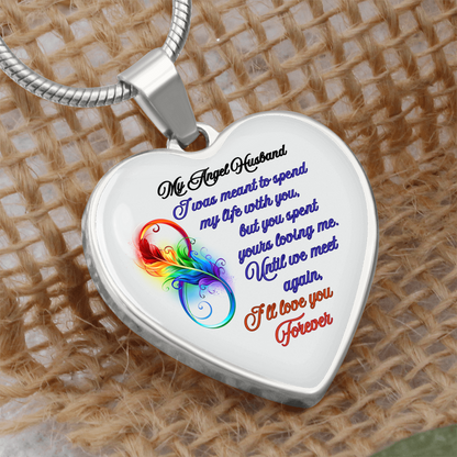 My Husband My Angel- Husband Memorial Heart Pendant Necklace