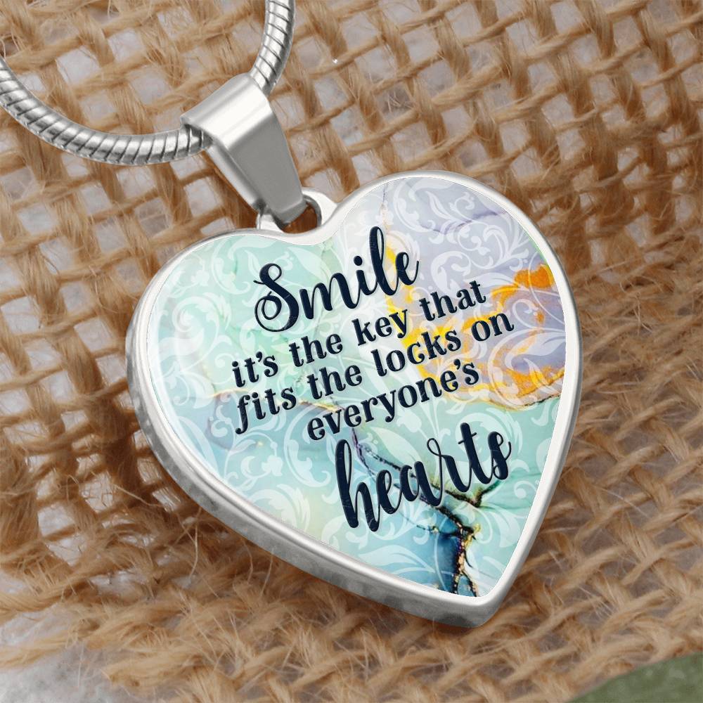 Luxury Heart pendant Necklace Smile it's the Key that fits the locks on everyone's Hearts.