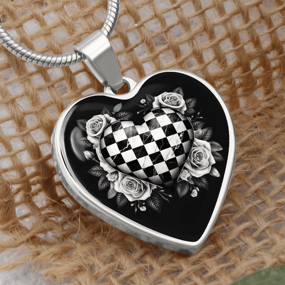 Rose Heart Luxe Necklace in Black & White