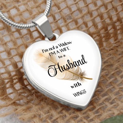 In Loving Memory Husband Necklace – Angel Wings Heart Tribute Jewelry | Elegant Memorial & Sympathy Gift