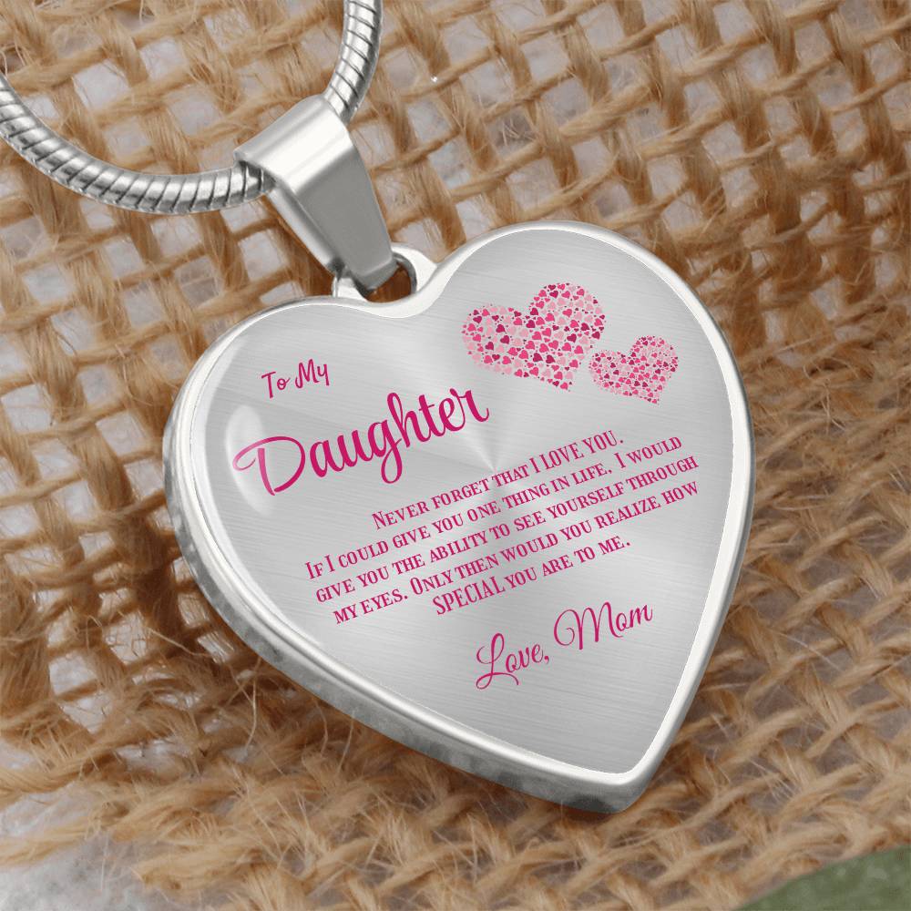 To my Daughter,  love Mom Luxury heart pendant Necklace