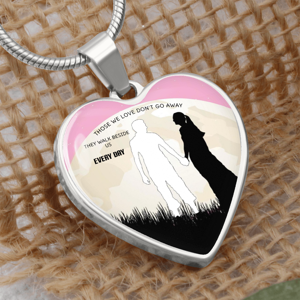 Luxury Graphic Heart Necklace Those we love pink black white decoration