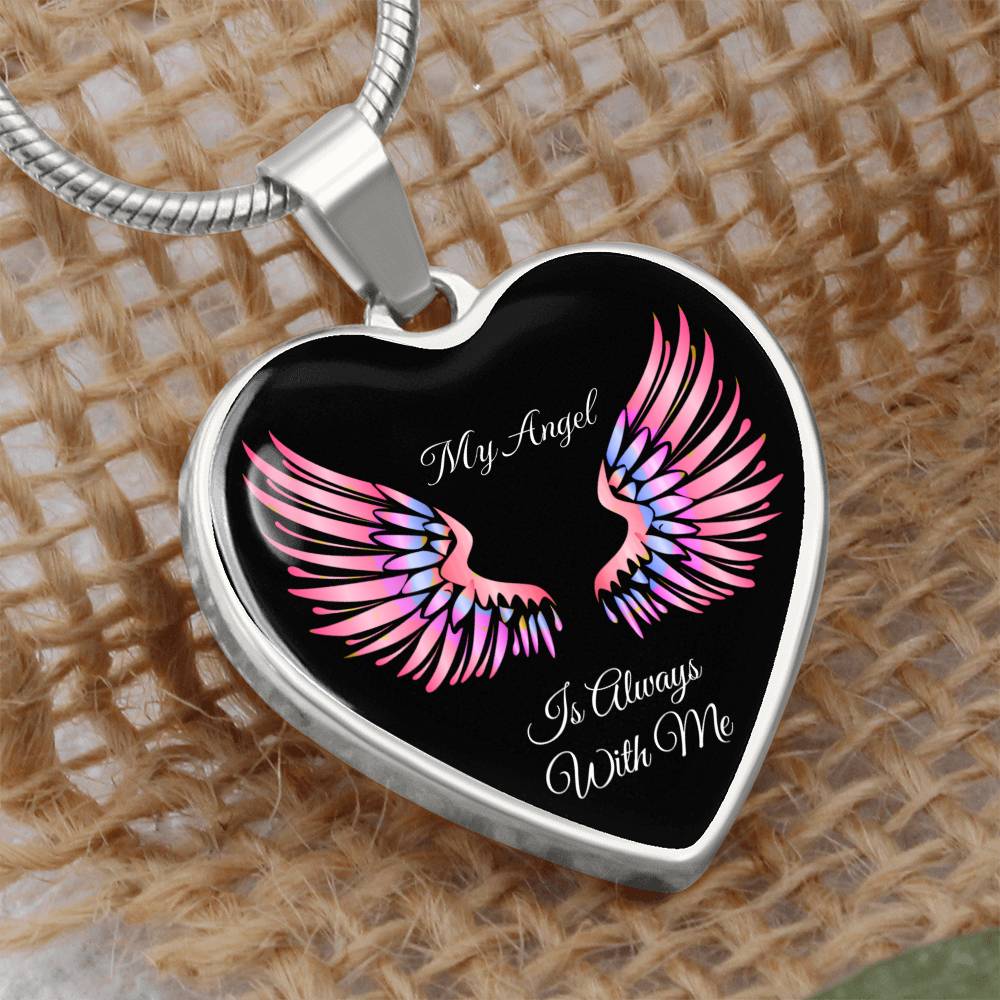 Luxury Heart pendant Necklace My Angel is always with Me