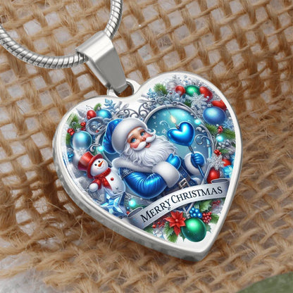 Luxury Heart Necklace – Merry Christmas Graphic Design | Holiday Jewelry Gift for Women