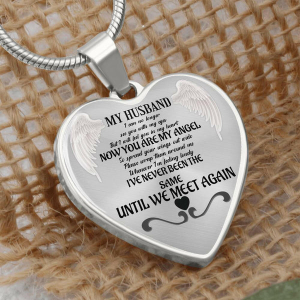 Luxury heart pendant necklace My Husband now you are my Angel