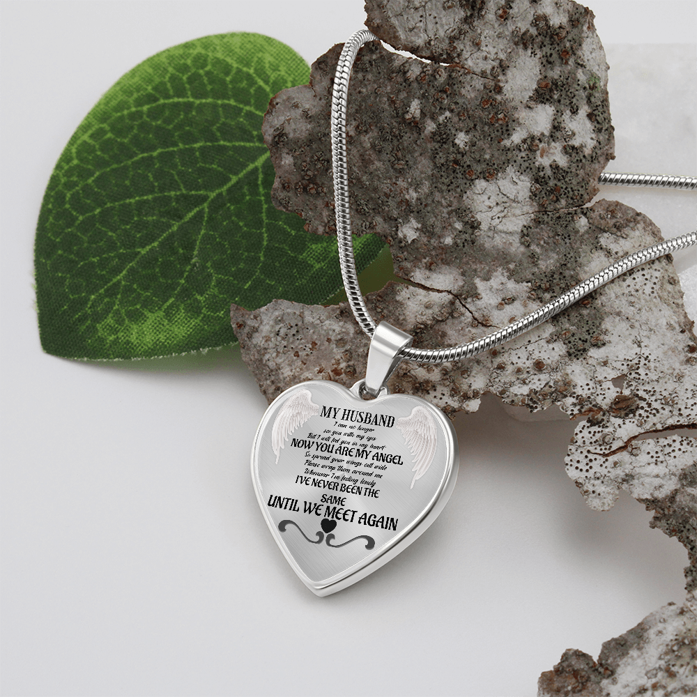 Luxury Heart Necklace: "My Husband, Now You Are My Angel"