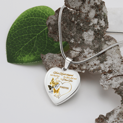 Butterfly Memorial Necklace – Sympathy Gift, Your Heart Stopped but My Love Did Not