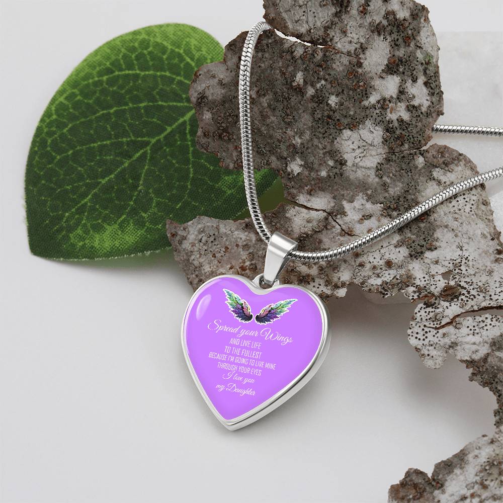 Luxury Heart pendant Necklace My Daughter spread your Wings.