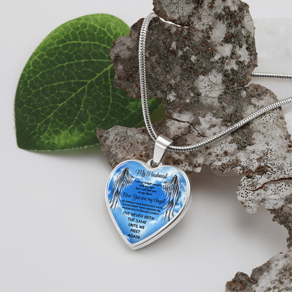 My Husband Angel Heart Pendant Necklace: Luxury Memorial Jewelry