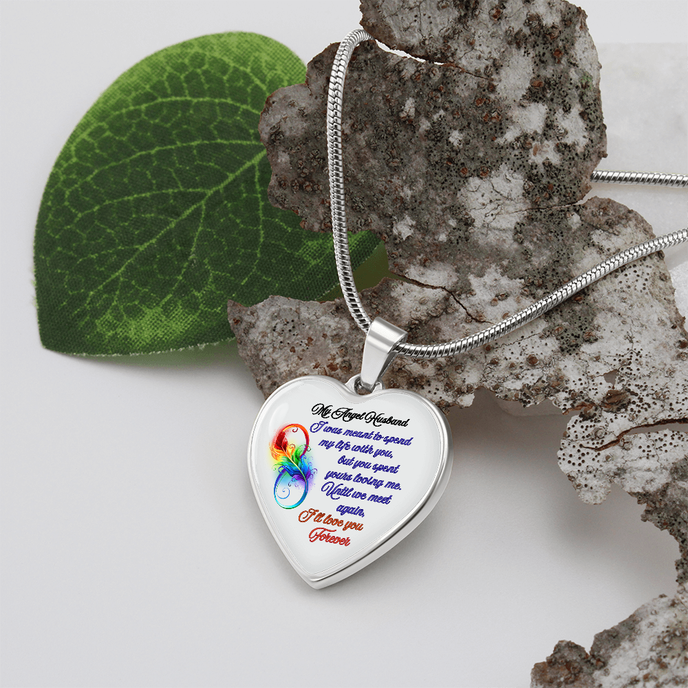 My Husband My Angel- Husband Memorial Heart Pendant Necklace