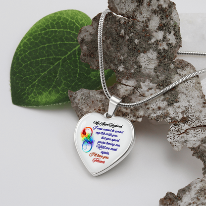 My Husband My Angel- Husband Memorial Heart Pendant Necklace