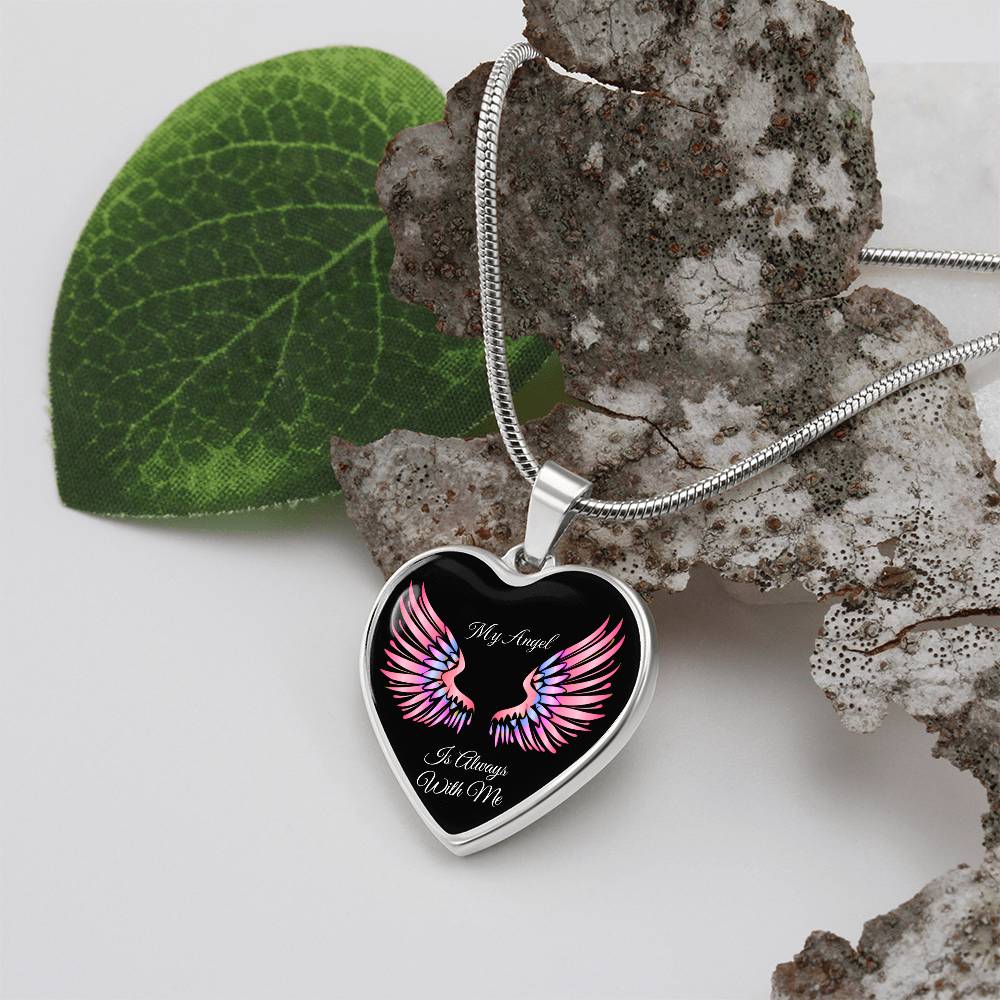 Luxury Heart pendant Necklace My Angel is always with Me