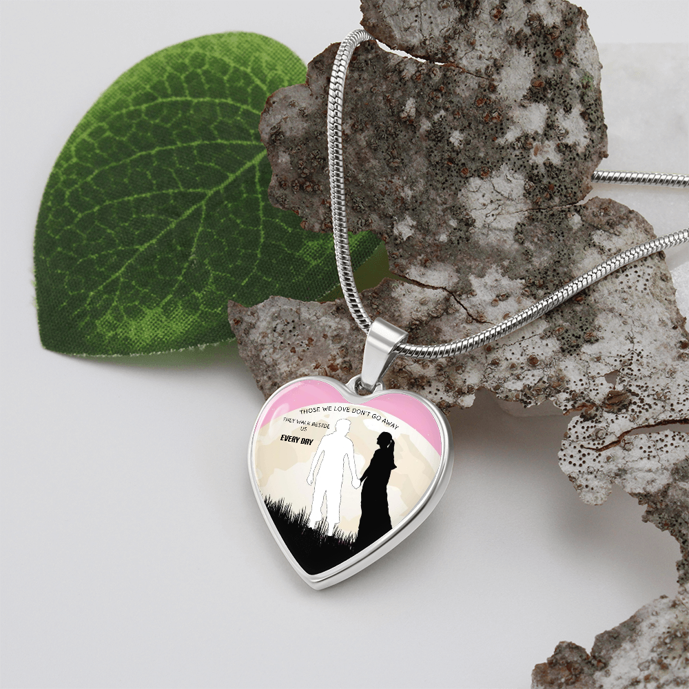 Luxury Graphic Heart Necklace Those we love pink black white decoration