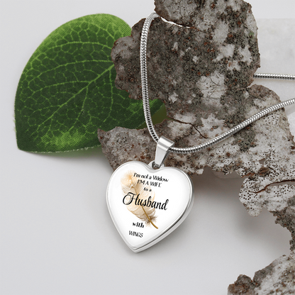 In Loving Memory Husband Necklace – Angel Wings Heart Tribute Jewelry | Elegant Memorial & Sympathy Gift