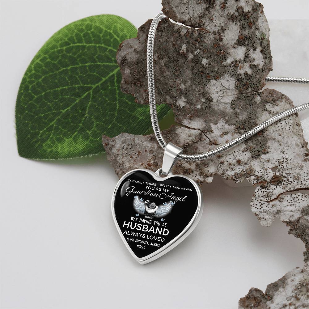 Luxury Heart pendant Necklace My Guardian Angel Husband.