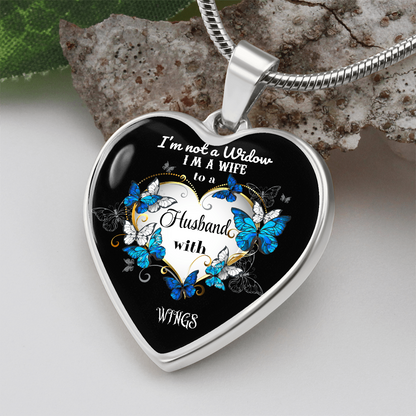 Luxury Graphic Heart Necklace I'm not a Widow Butterflies design