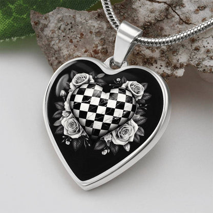 Rose Heart Luxe Necklace in Black & White