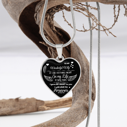 Luxury Graphic Heart Necklace To My Wonderful Wife - Angel Wings -Love Gift to Wife