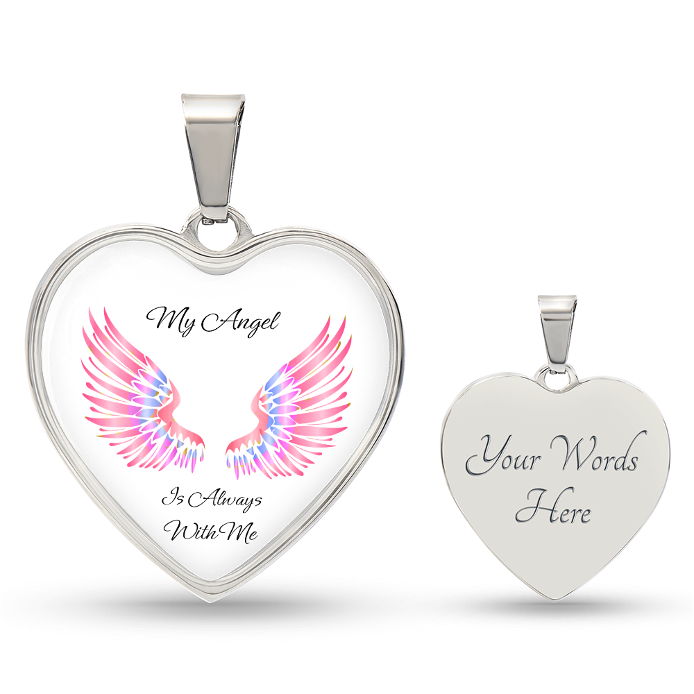 Luxury Heart pendant Necklace My Angel is always with Me.