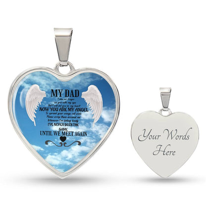 Luxury Heart pendant Necklace My Dad  until we meet again