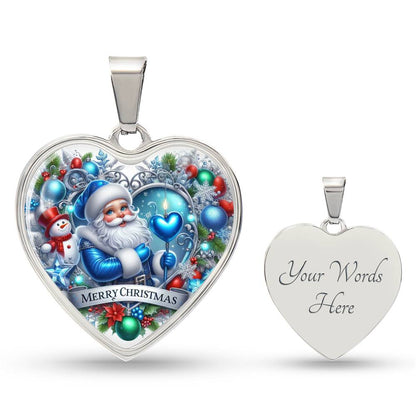 Luxury Heart Necklace – Merry Christmas Graphic Design | Holiday Jewelry Gift for Women