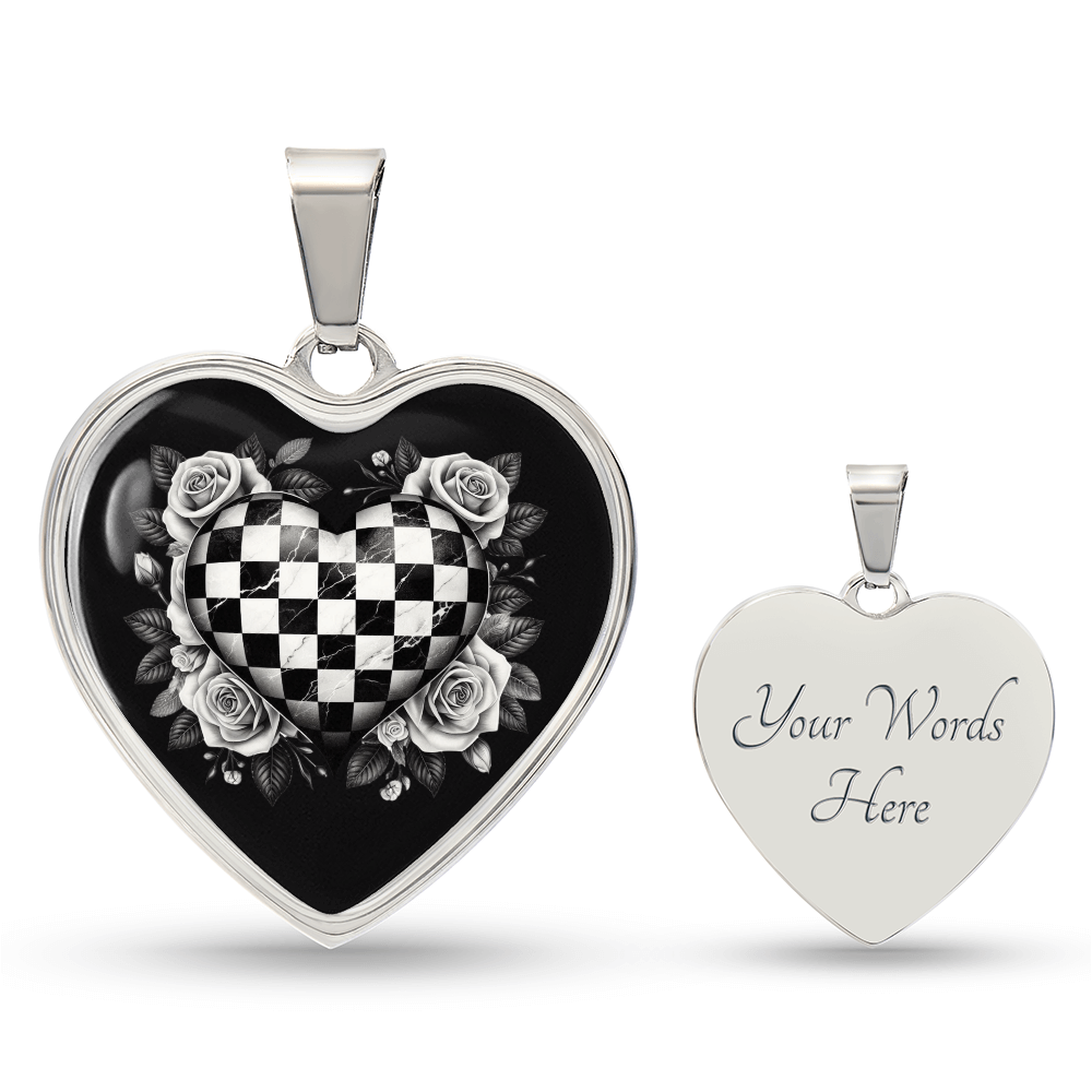 Rose Heart Luxe Necklace in Black & White