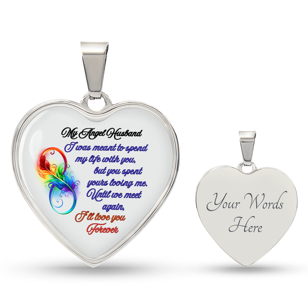 My Husband My Angel- Husband Memorial Heart Pendant Necklace