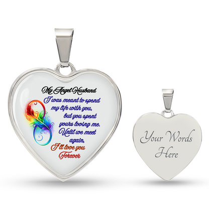 My Husband My Angel- Husband Memorial Heart Pendant Necklace